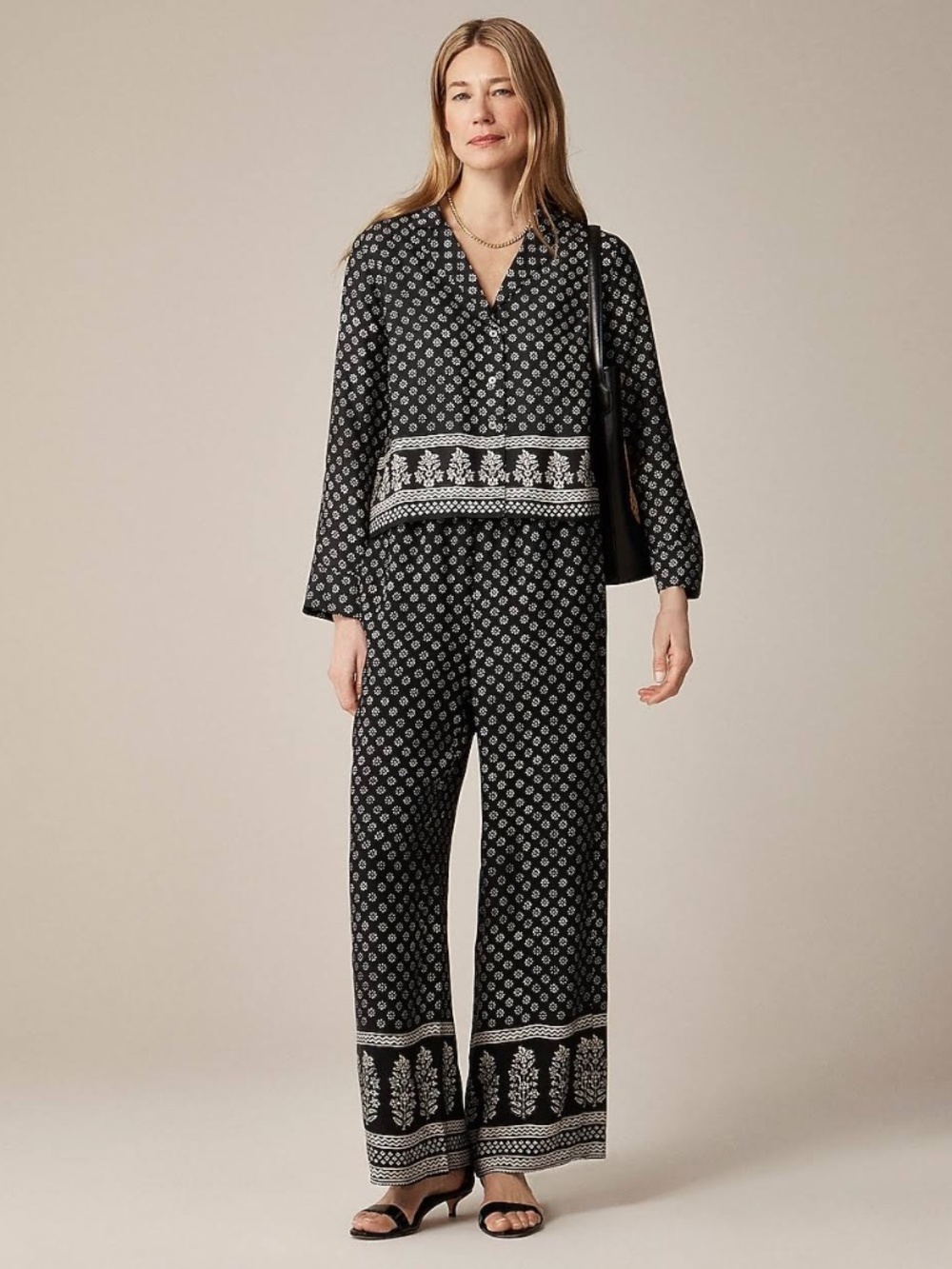 J Crew Cropped Stratus Pant in Block Print